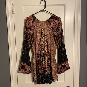 Free People Stevie Printed Tunic in "Black Combo" Size Small